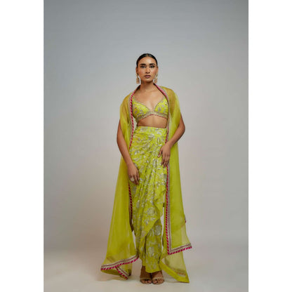 Gopi Vaid Golconda Alia Wrap Skirt with Blouse and Cape