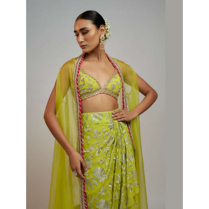 Gopi Vaid Golconda Alia Wrap Skirt with Blouse and Cape
