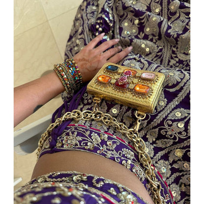Gopi Vaid Golconda Nayla Purple Skirt with Blouse and Dupatta