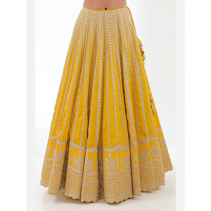 Gopi Vaid Golconda Kriti Yellow Skirt with Blouse and Dupatta