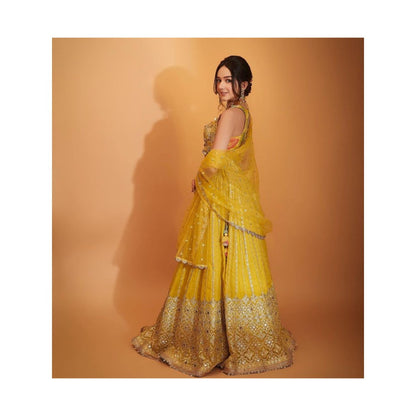 Gopi Vaid Ishika Yellow Skirt with Blouse and Dupatta