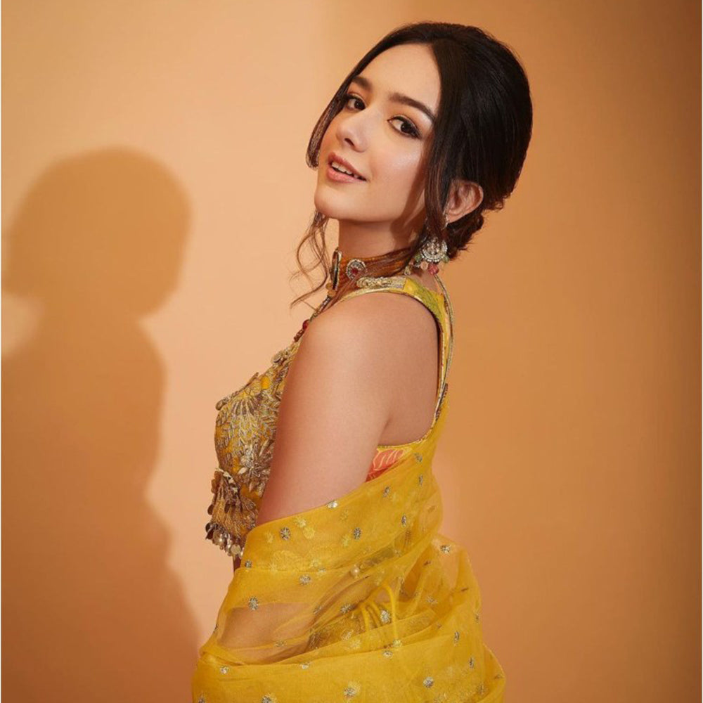 Gopi Vaid Ishika Yellow Skirt with Blouse and Dupatta