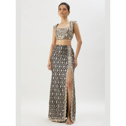 Gopi Vaid Madhulika Black Blouse with Skirt