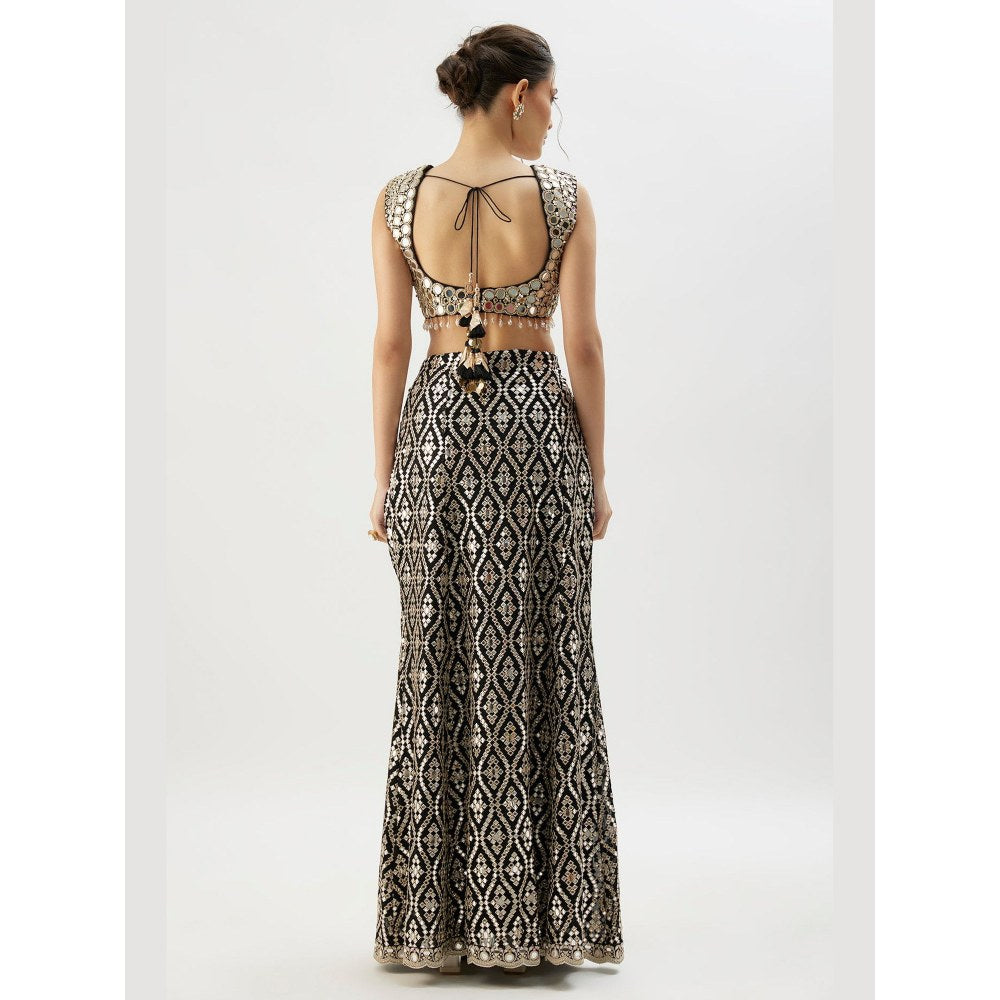 Gopi Vaid Madhulika Black Blouse with Skirt