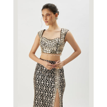 Gopi Vaid Madhulika Black Blouse with Skirt