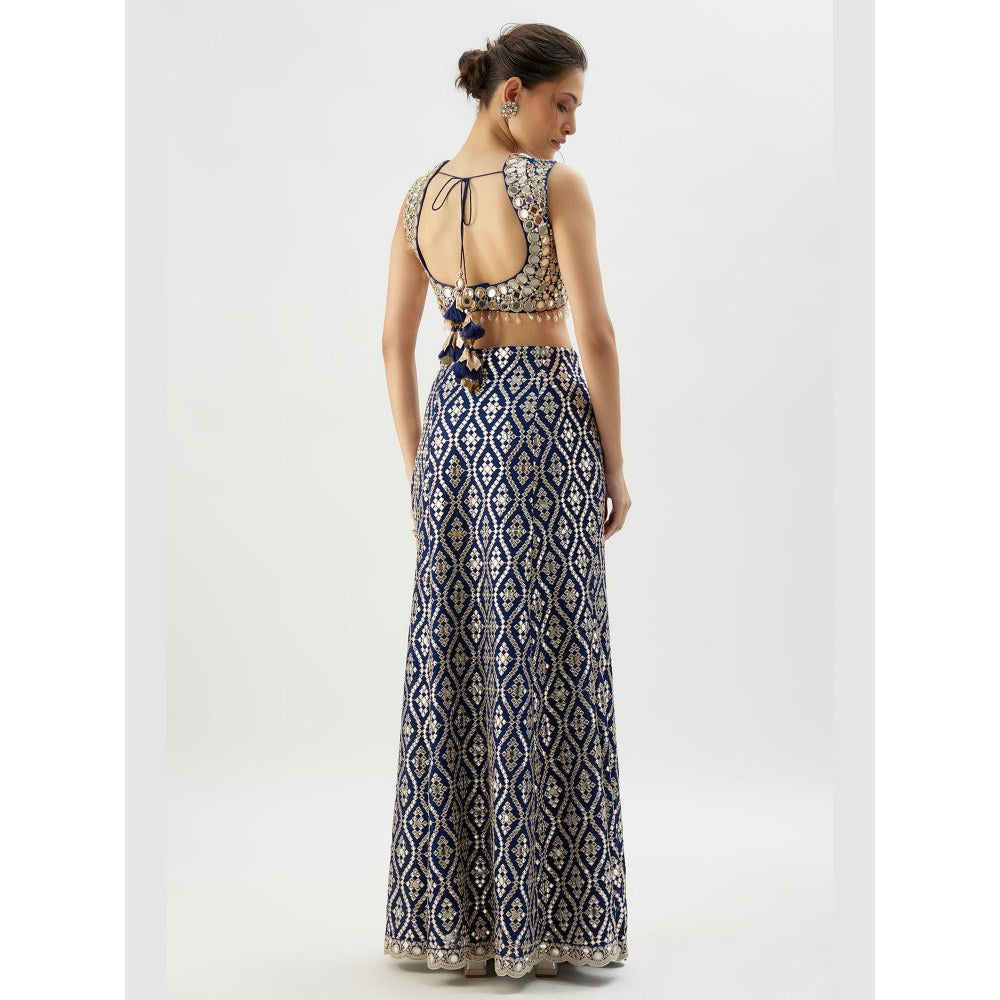 Gopi Vaid Madhulika Blue Blouse with Skirt