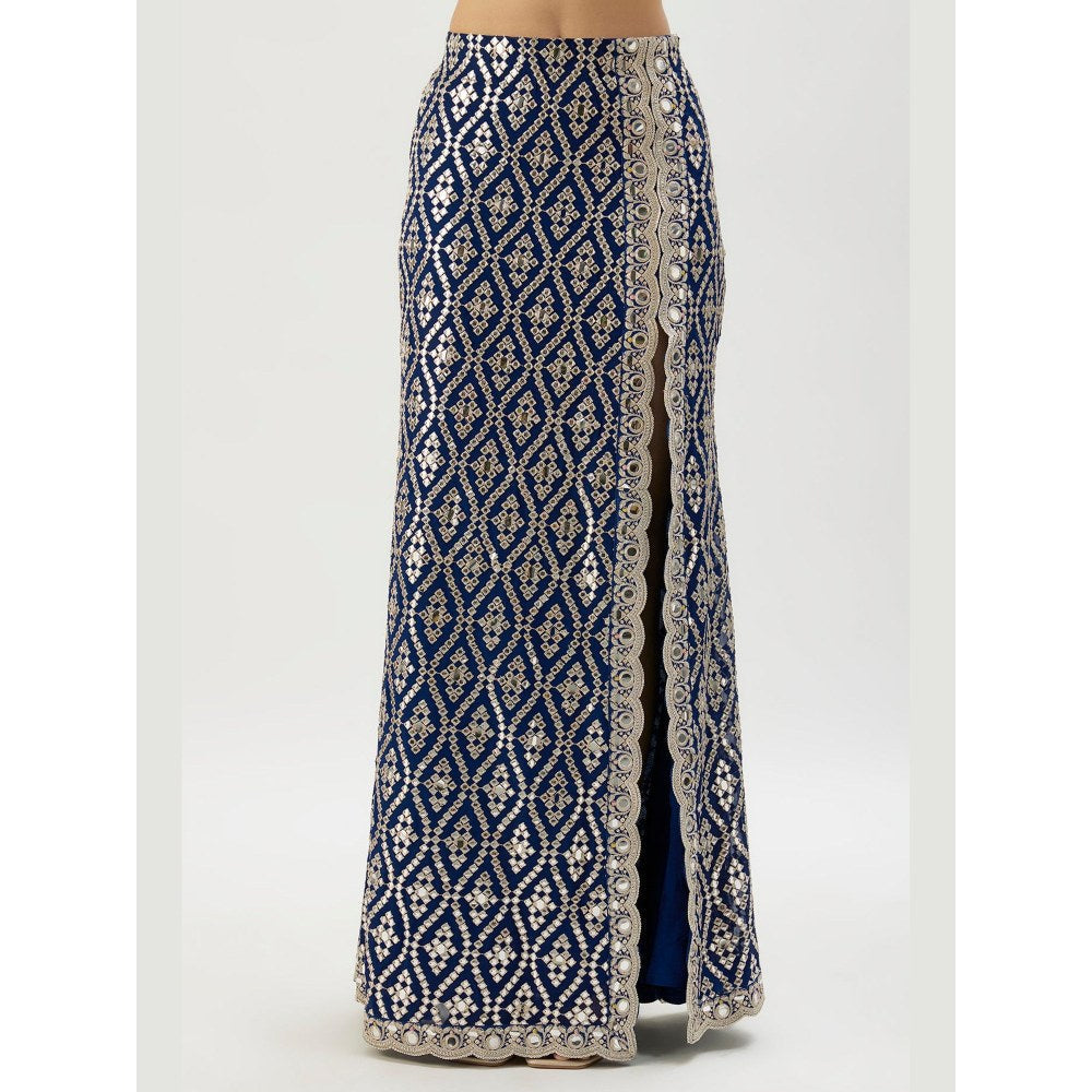 Gopi Vaid Madhulika Blue Blouse with Skirt