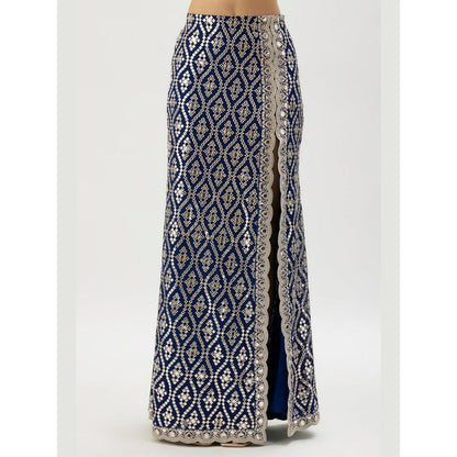 Gopi Vaid Madhulika Blue Blouse with Skirt