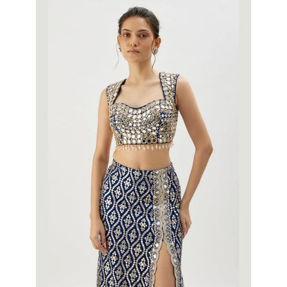 Gopi Vaid Madhulika Blue Blouse with Skirt