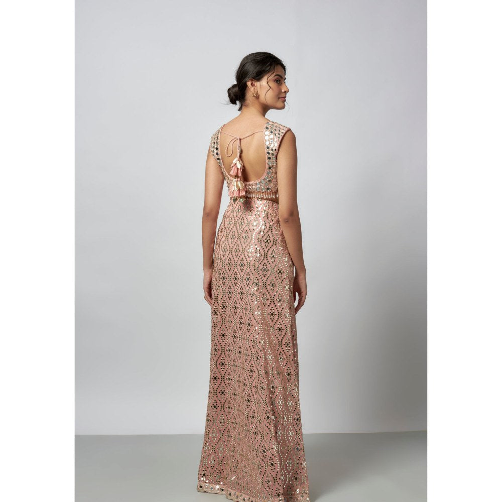 Gopi Vaid Madhulika Pink Blouse with Skirt