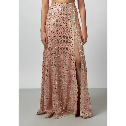 Gopi Vaid Madhulika Pink Blouse with Skirt