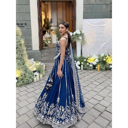 Gopi Vaid Isya Blue Skirt with Blouse and Dupatta