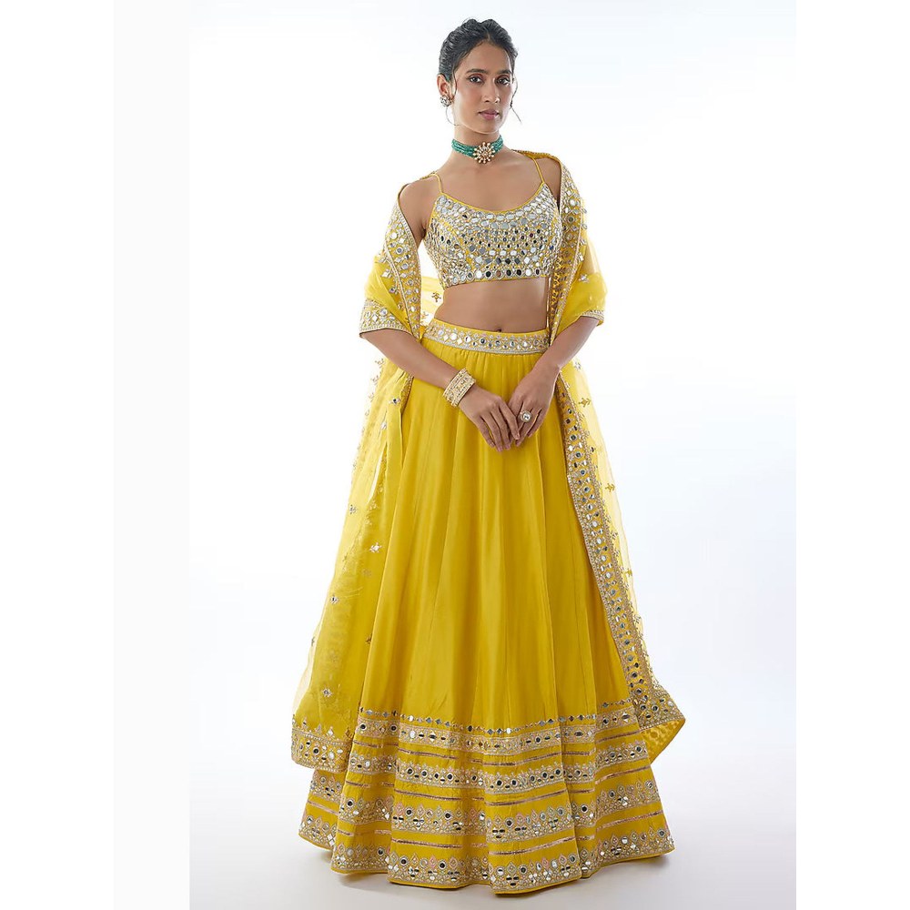 Gopi Vaid Janya Yellow Skirt with Blouse and Dupatta