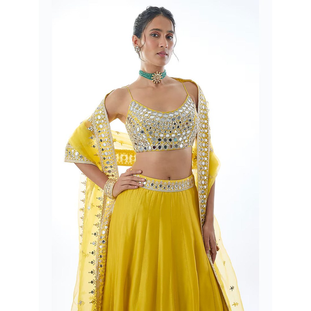 Gopi Vaid Janya Yellow Skirt with Blouse and Dupatta