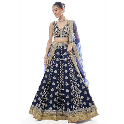 Gopi Vaid Ayat Navy Blue Skirt with Blouse and Dupatta