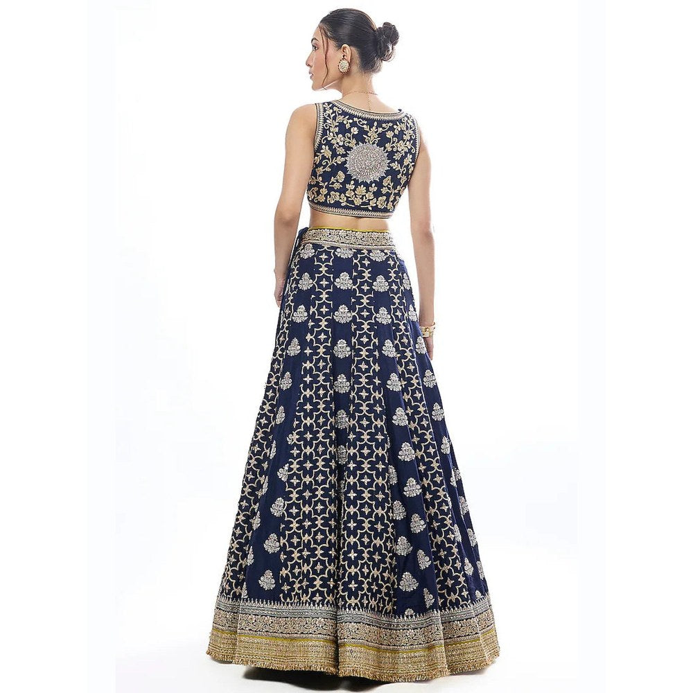 Gopi Vaid Ayat Navy Blue Skirt with Blouse and Dupatta