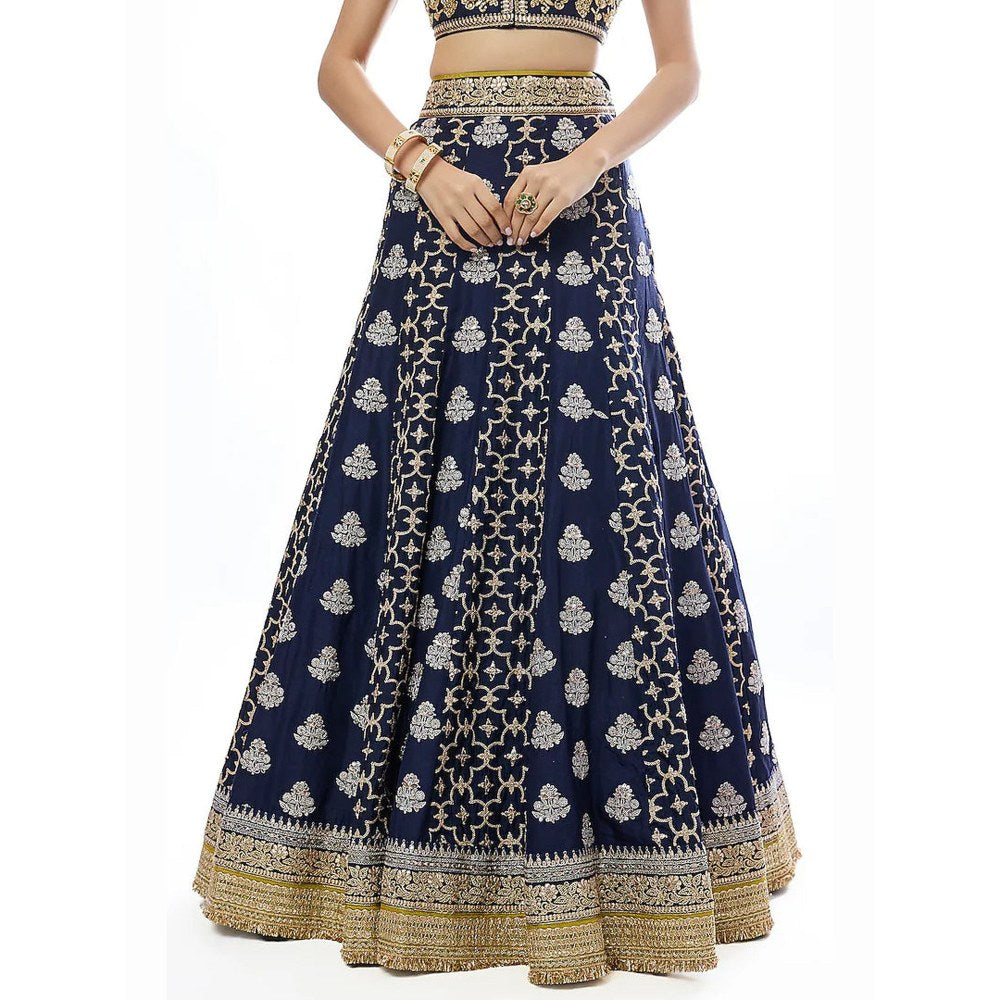 Gopi Vaid Ayat Navy Blue Skirt with Blouse and Dupatta