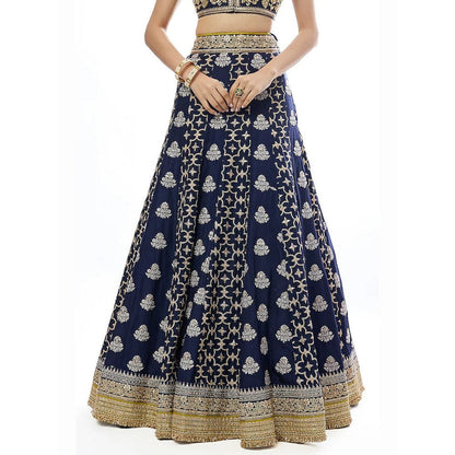 Gopi Vaid Ayat Navy Blue Skirt with Blouse and Dupatta