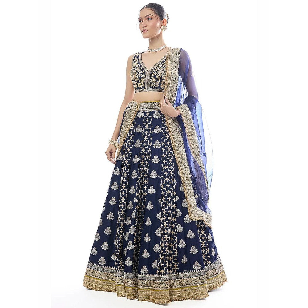 Gopi Vaid Ayat Navy Blue Skirt with Blouse and Dupatta