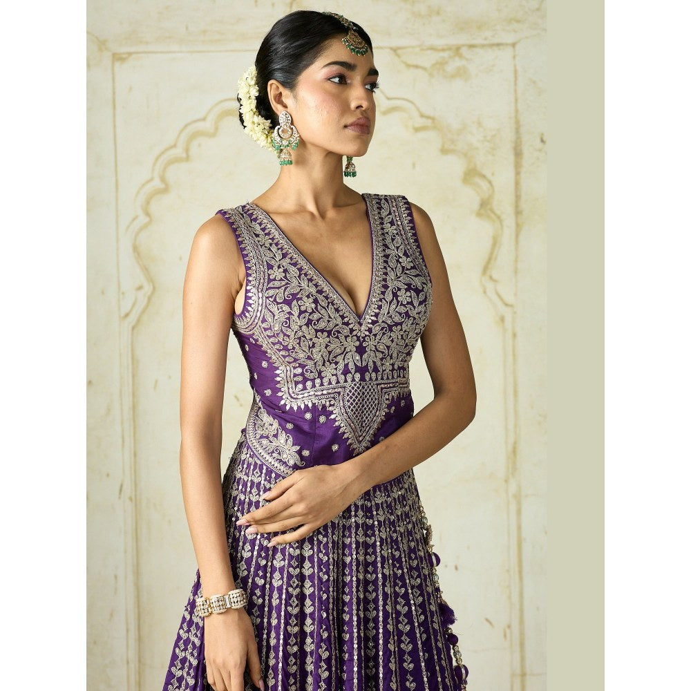 Gopi Vaid Razia Purple Skirt with Blouse and Dupatta