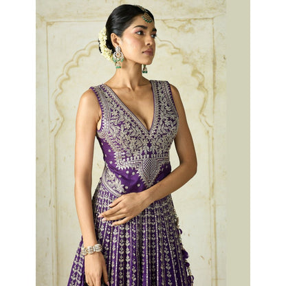 Gopi Vaid Razia Purple Skirt with Blouse and Dupatta