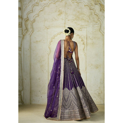 Gopi Vaid Razia Purple Skirt with Blouse and Dupatta