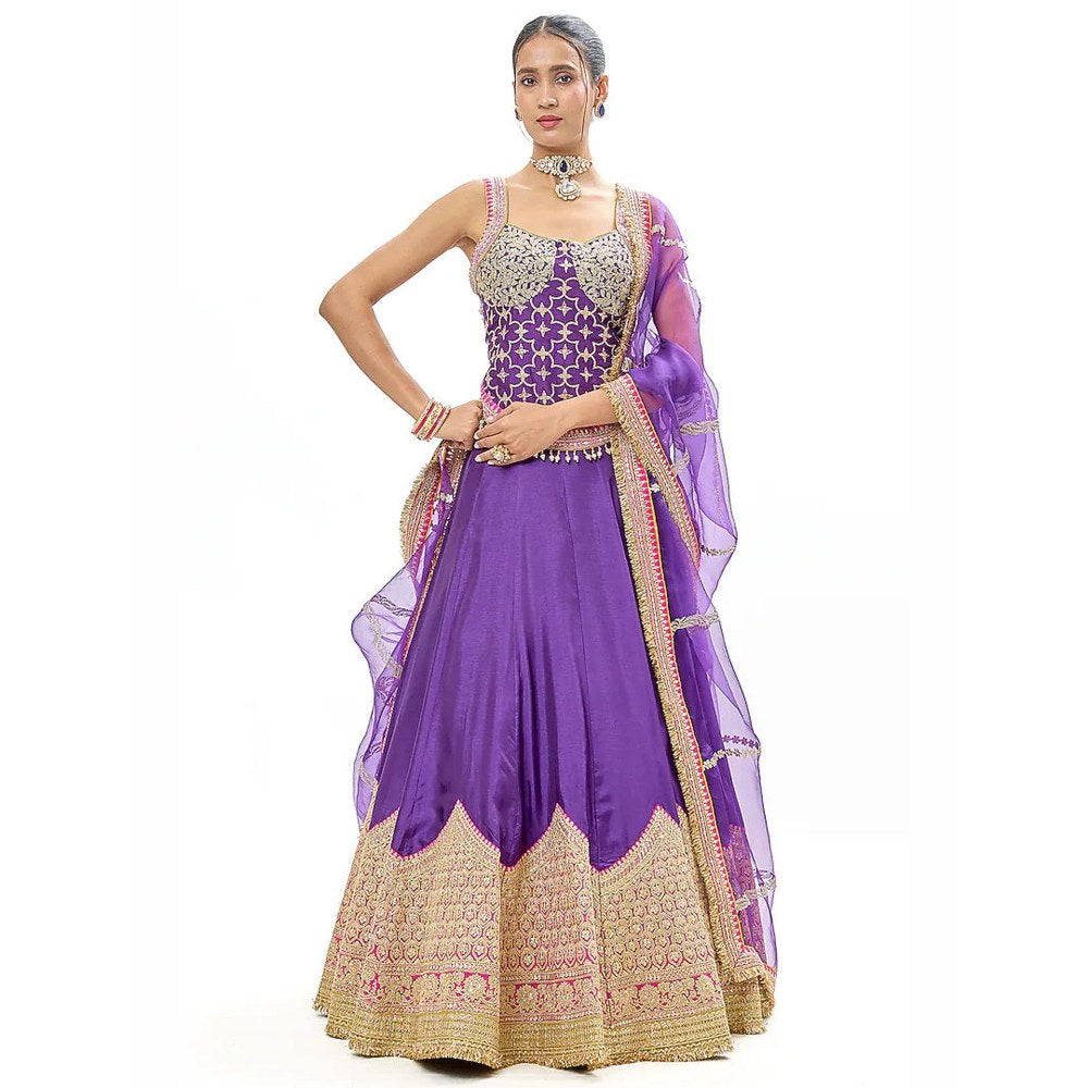 Gopi Vaid Mariyam Purple Skirt with Blouse and Dupatta