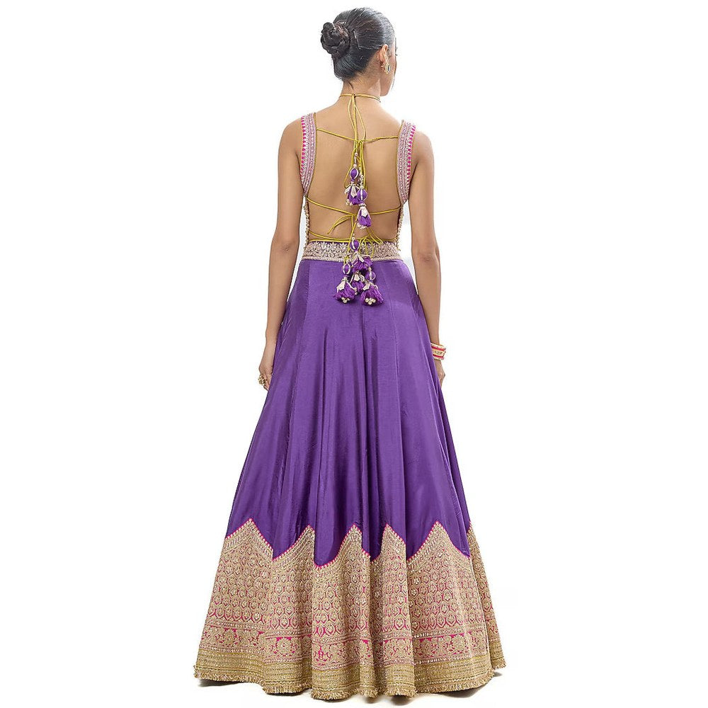 Gopi Vaid Mariyam Purple Skirt with Blouse and Dupatta