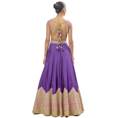 Gopi Vaid Mariyam Purple Skirt with Blouse and Dupatta