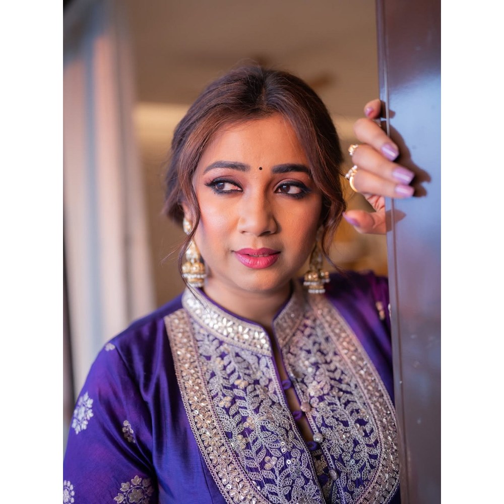 Gopi Vaid Saira Purple Shreya Ghoshal Skirt with Blouse and Jacket