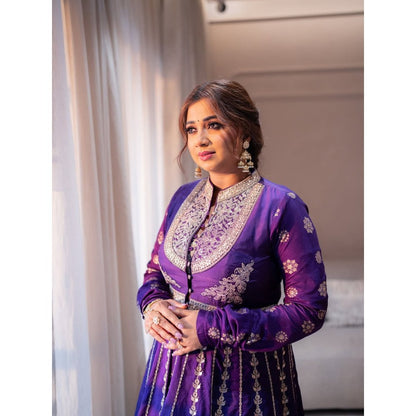 Gopi Vaid Saira Purple Shreya Ghoshal Skirt with Blouse and Jacket