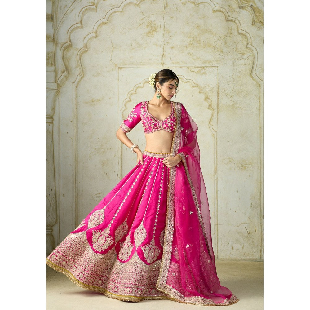 Gopi Vaid Atifa Pink Skirt with Blouse and Dupatta