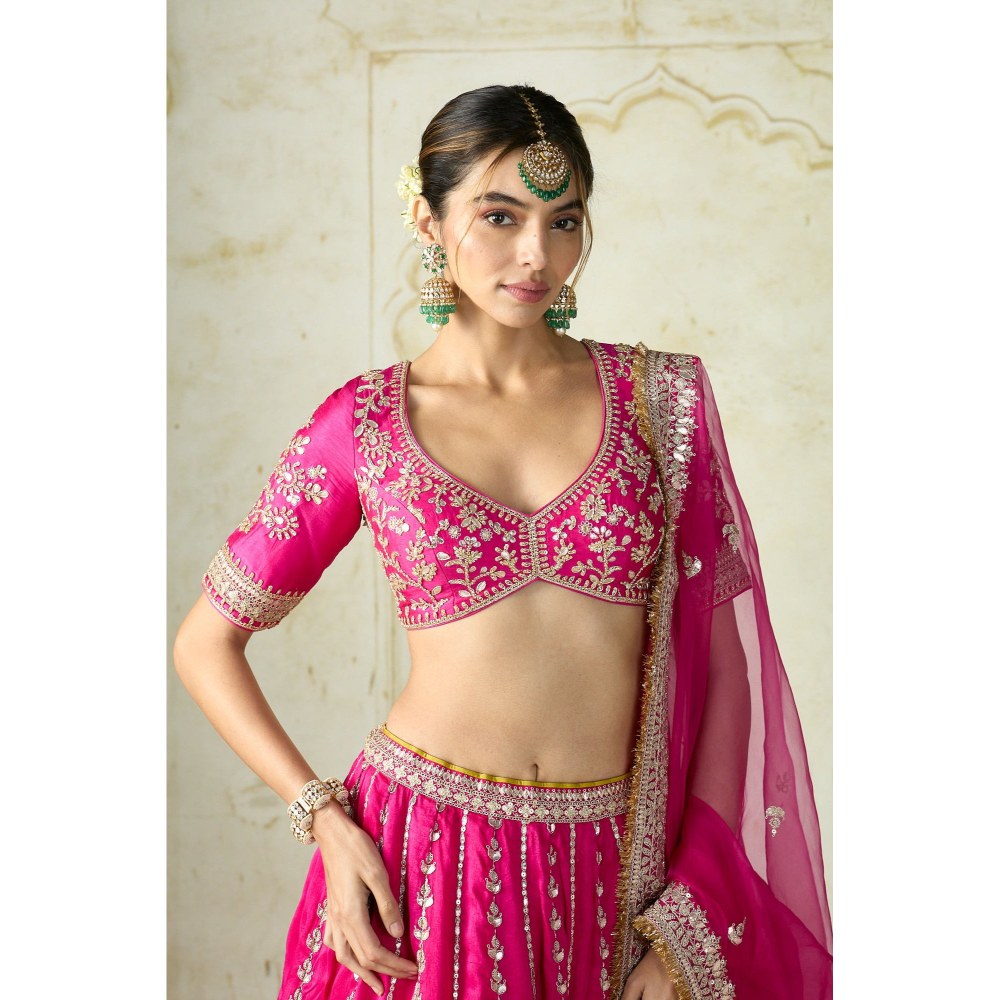 Gopi Vaid Atifa Pink Skirt with Blouse and Dupatta