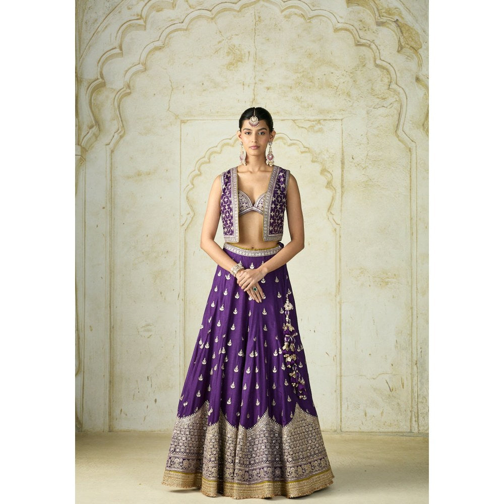 Gopi Vaid Shabana Purple Skirt with Blouse and Jacket