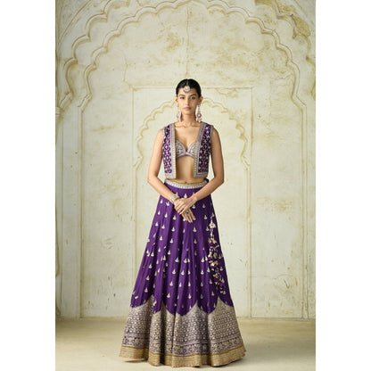 Gopi Vaid Shabana Purple Skirt with Blouse and Jacket