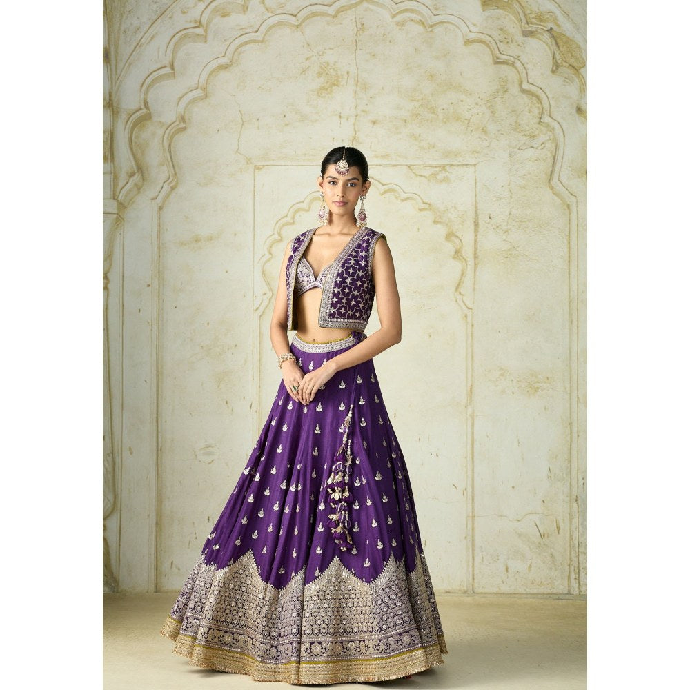 Gopi Vaid Shabana Purple Skirt with Blouse and Jacket