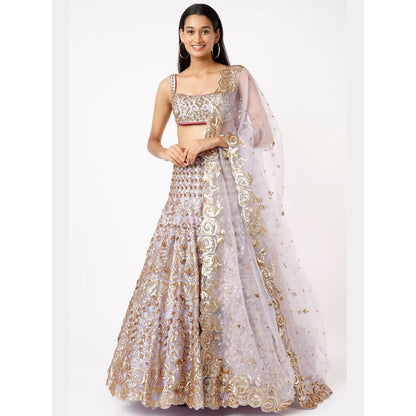 Gopi Vaid Manha Lavender Skirt with Blouse and Dupatta