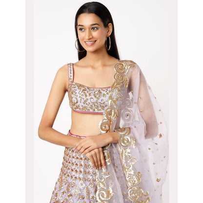 Gopi Vaid Manha Lavender Skirt with Blouse and Dupatta