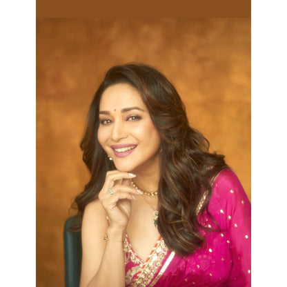 Gopi Vaid Pink Golconda Madhuri Saree with Stitched Blouse