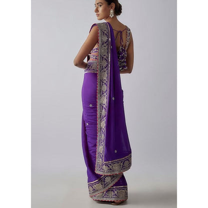 Gopi Vaid Purple Golconda Vidhi Saree with Stitched Blouse
