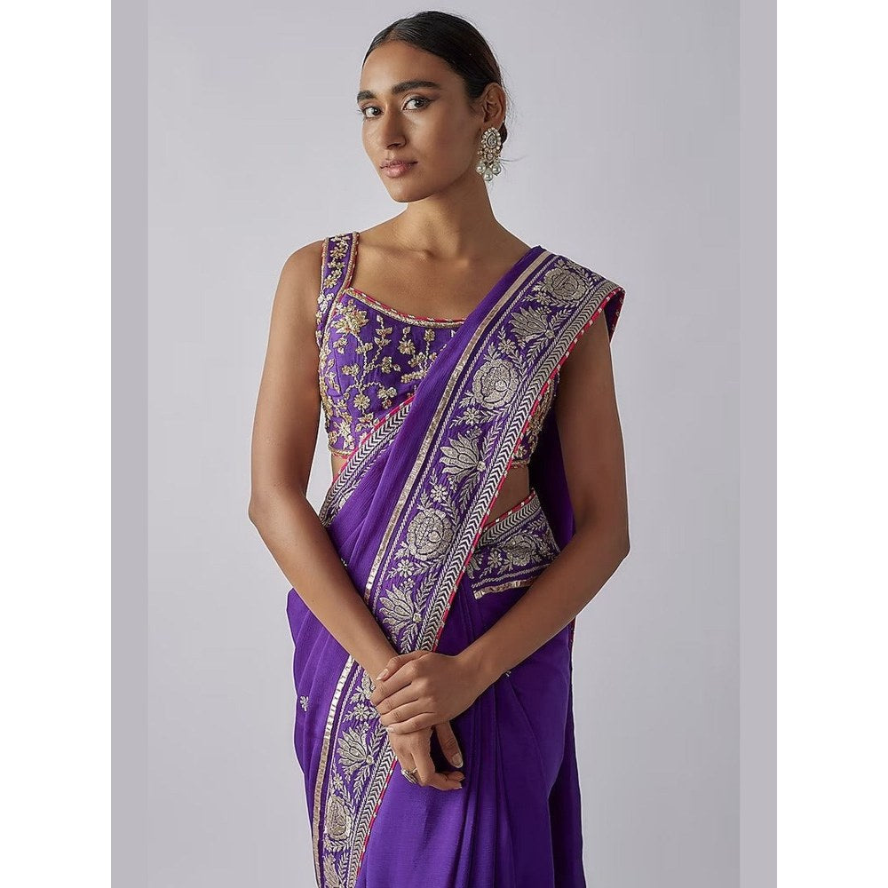Gopi Vaid Purple Golconda Vidhi Saree with Stitched Blouse