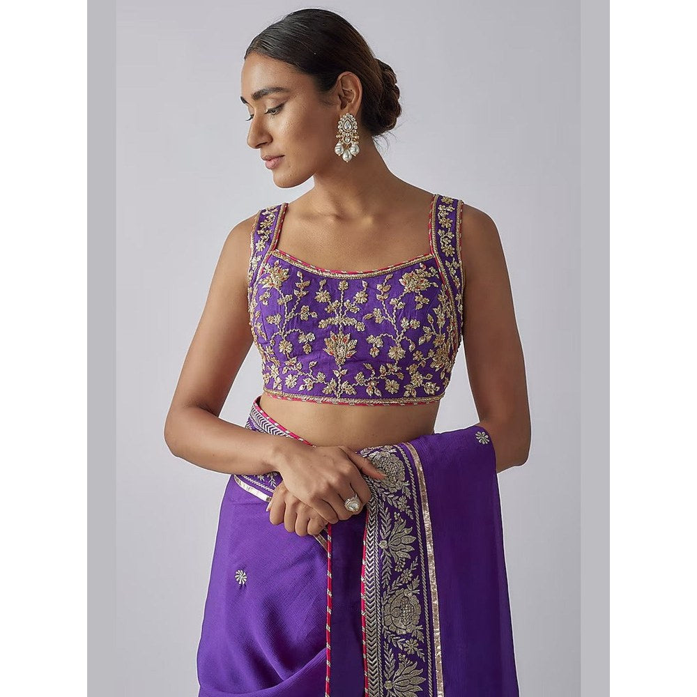 Gopi Vaid Purple Golconda Vidhi Saree with Stitched Blouse