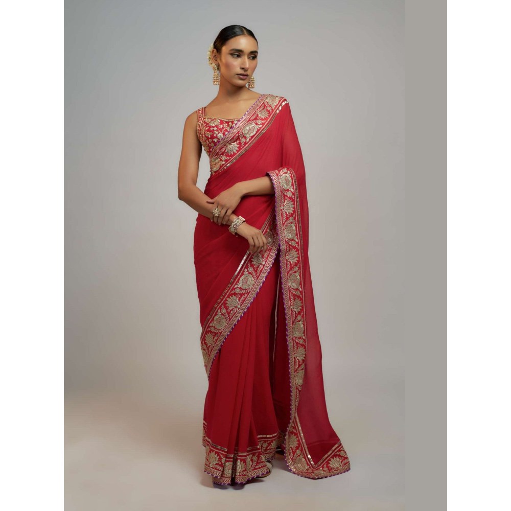Gopi Vaid Red Krithi Shetty In Golconda Vidhi Saree with Stitched Blouse