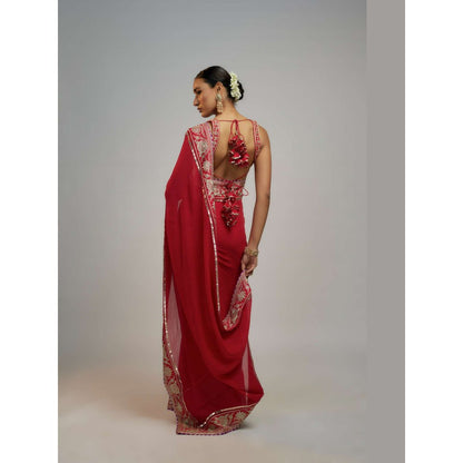 Gopi Vaid Red Krithi Shetty In Golconda Vidhi Saree with Stitched Blouse