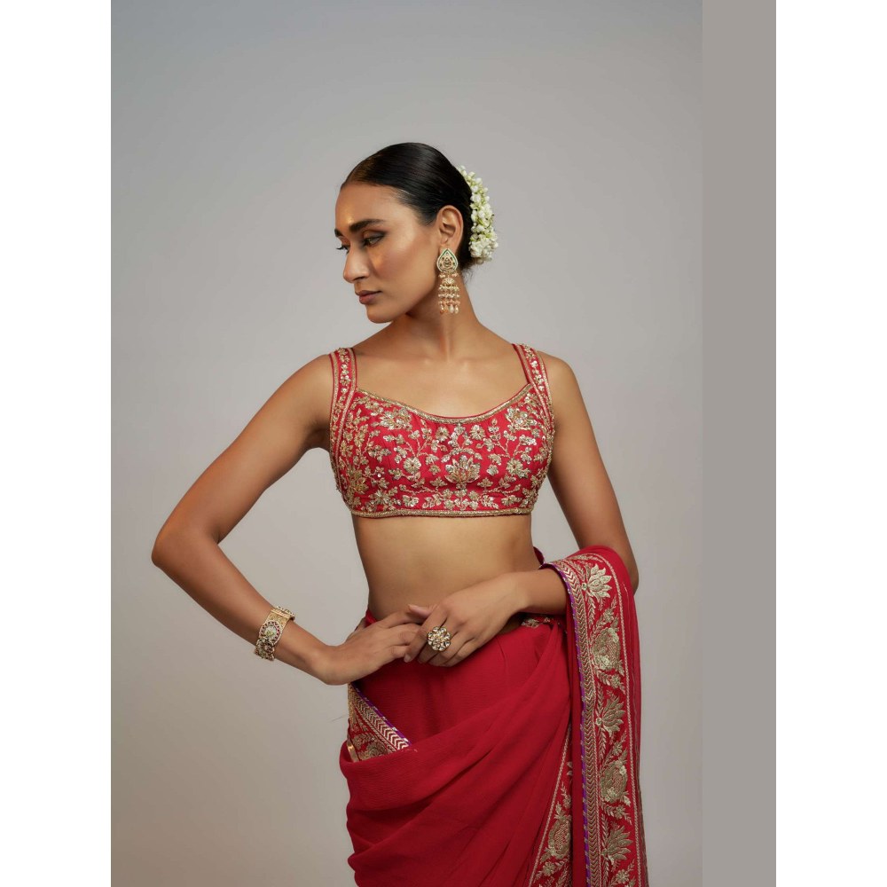 Gopi Vaid Red Krithi Shetty In Golconda Vidhi Saree with Stitched Blouse