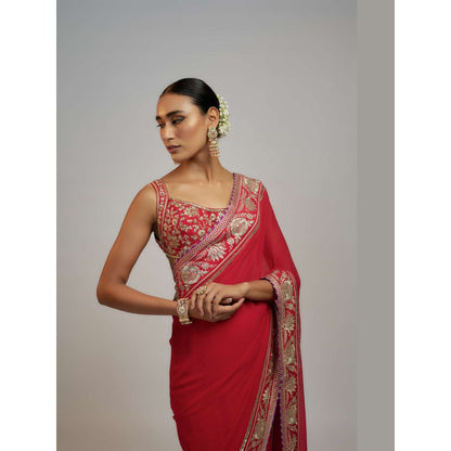 Gopi Vaid Red Krithi Shetty In Golconda Vidhi Saree with Stitched Blouse