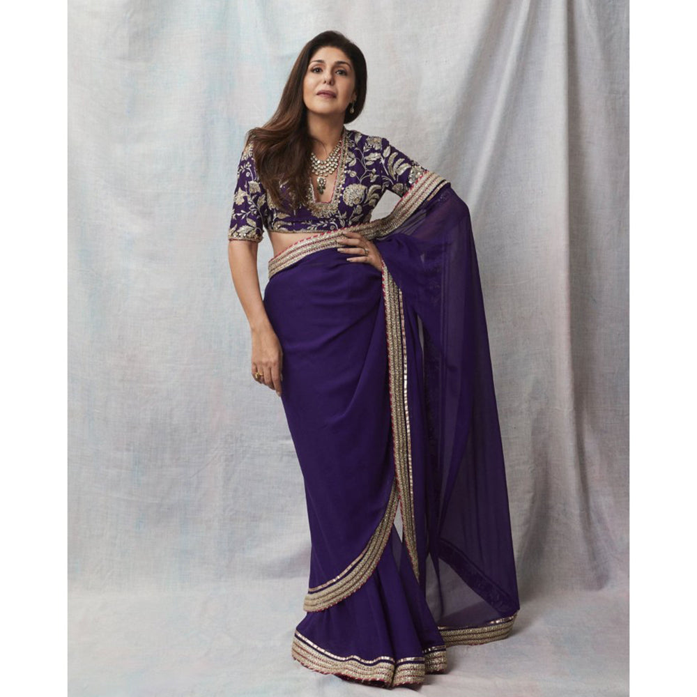 Gopi Vaid Purple Anaita Shroff In Golconda Myra Saree with Stitched Blouse