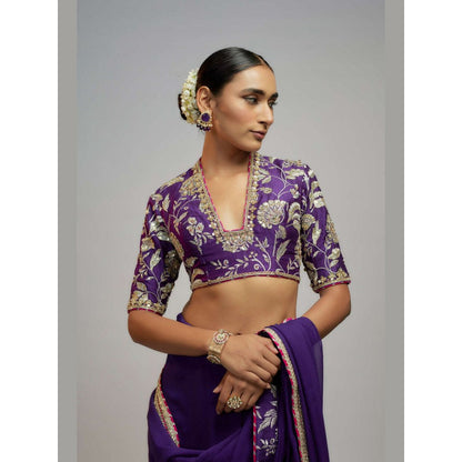 Gopi Vaid Purple Anaita Shroff In Golconda Myra Saree with Stitched Blouse