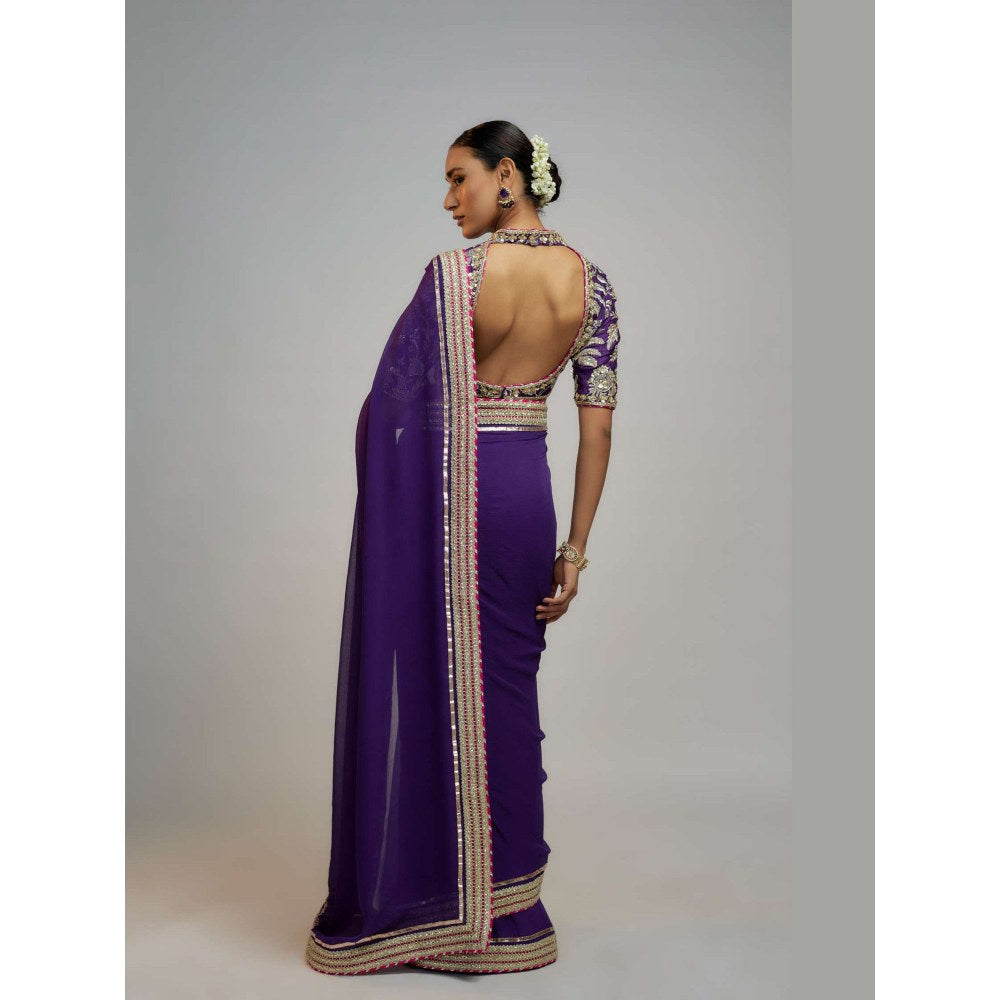 Gopi Vaid Purple Vidya Balan In Golconda Myra Saree with Stitched Blouse