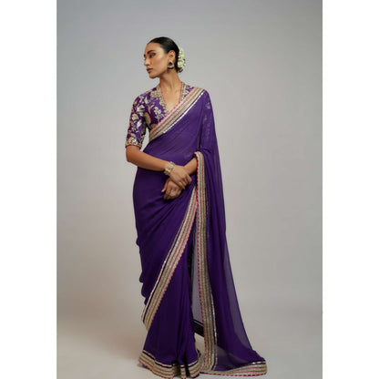 Gopi Vaid Purple Vidya Balan In Golconda Myra Saree with Stitched Blouse